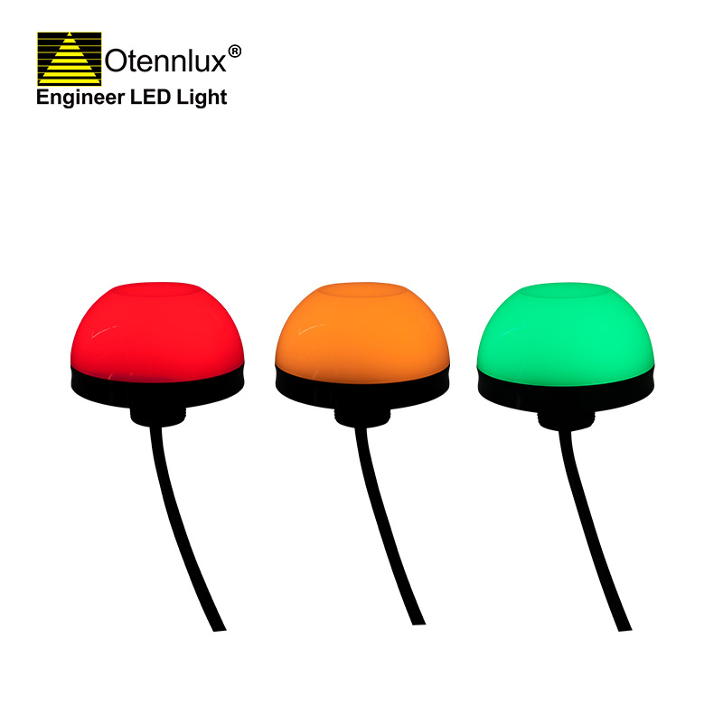 Otennlux O90 LED إشارة تدفئة للماكينة. قطر 90 مم ، 24 فولت ، 3 ألوان